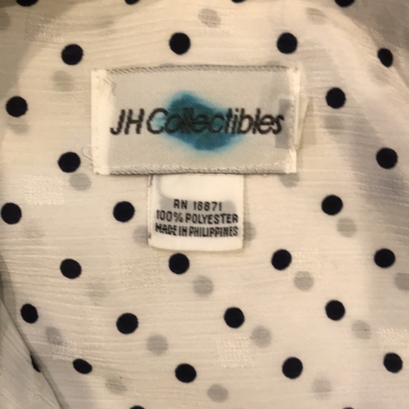 JH COLLECTIBLES White Black Sheer Polka Dot Button Down Blouse Size 8 - Picture 6 of 7